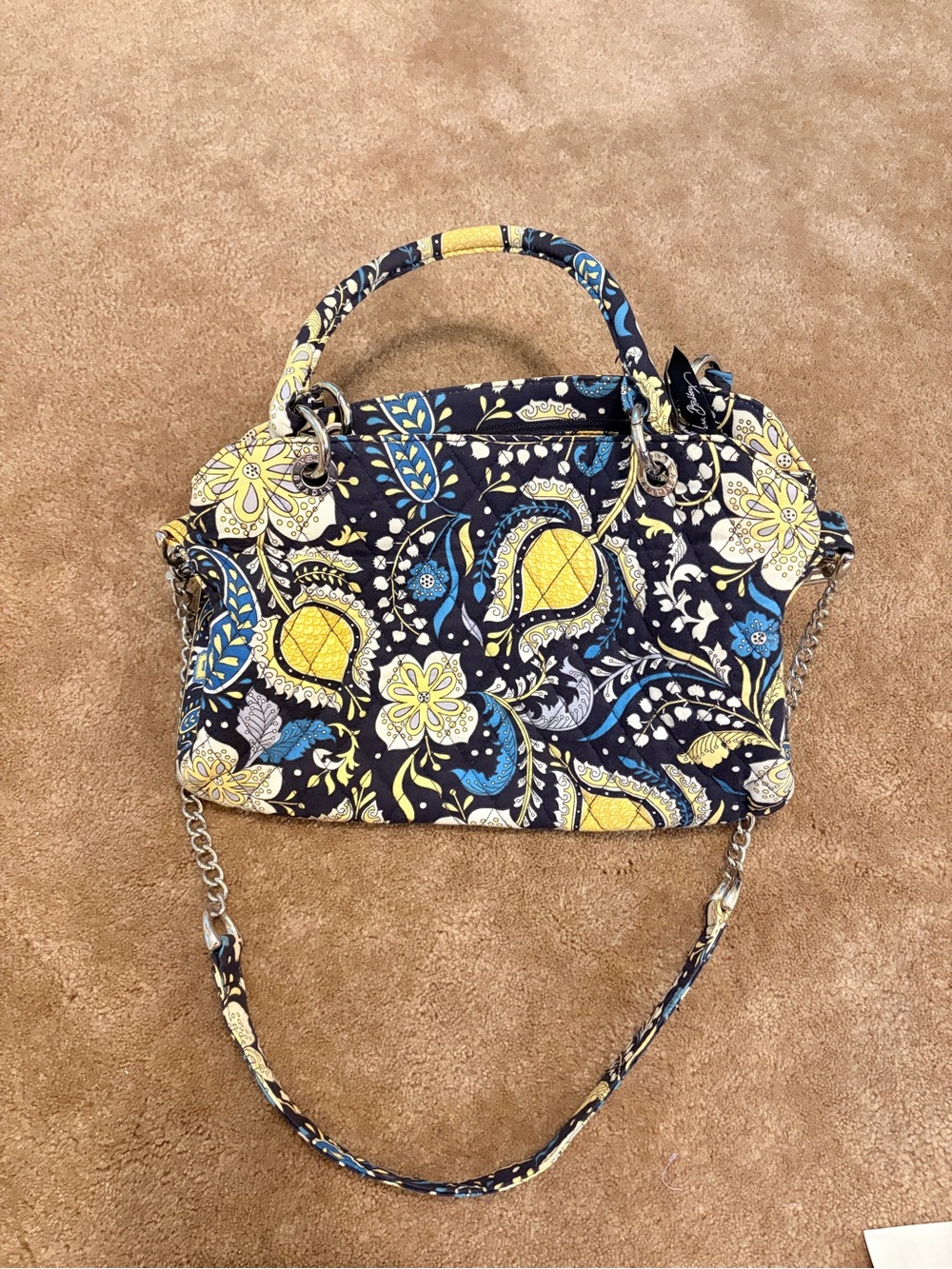 Vintage Vera Bradley Handbag with Crossbody Chain Strap in Ellie Blue - Picture 2 of 10
